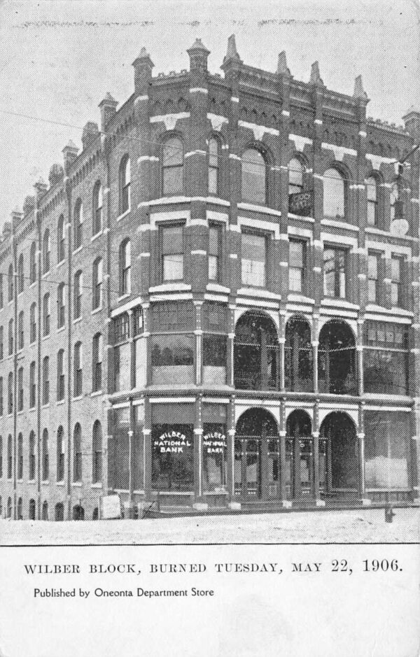 Oneonta New York Wilber National Bank before Fire Disaster Postcard AA83452