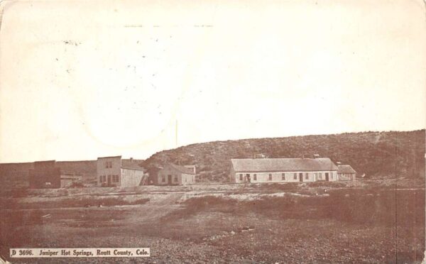 Juniper Hot Springs Colorado Town View, B/W Lithograph, Vintage Postcard U18027