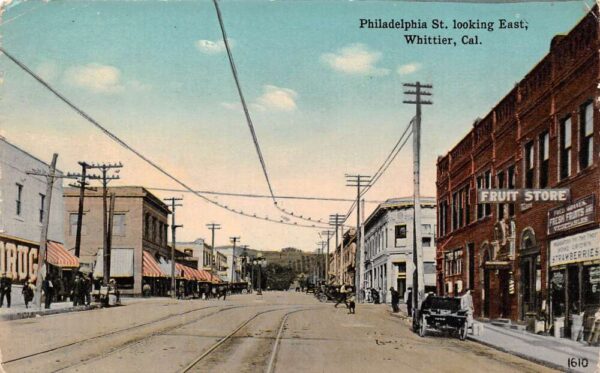 Whittier California Philadelphia St., Looking E., Drug & Fruit Stores, PCU18030