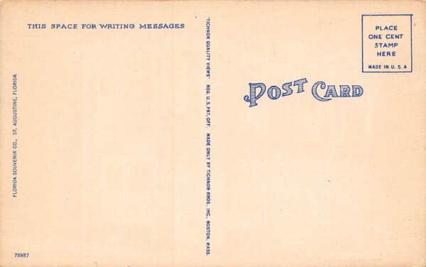 St. Augustine Florida Old Speissegger Drug Store, Color Linen, Postcard U18061 - Image 2