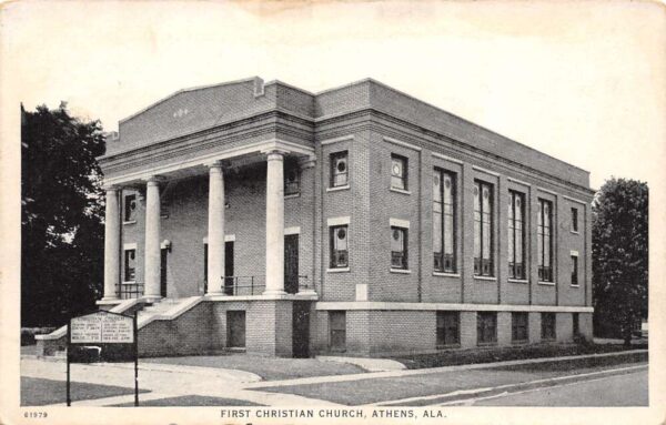 Athens Alabama First Christian Church, B/W Photo Print, Vintage Postcard U18072