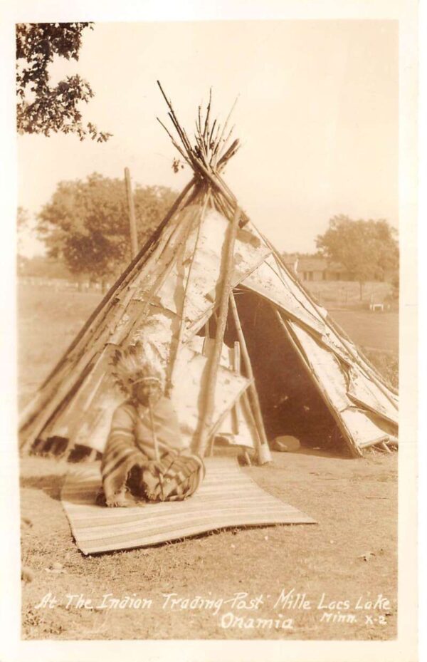 Onamia Minnesota Indian Trading Post Teepee Real Photo Postcard AA83499