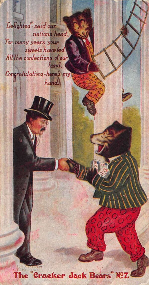 Cracker Jack Bears President Roosevelt White House Vintage Postcard AA83500
