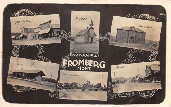 Fromberg Montana Greetings Main St Church Depot Multiview Real Photo PC AA83538