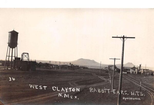 West Clayton New Mexico and Rabbit Ears Mts Real Photo Vintage Postcard AA83541
