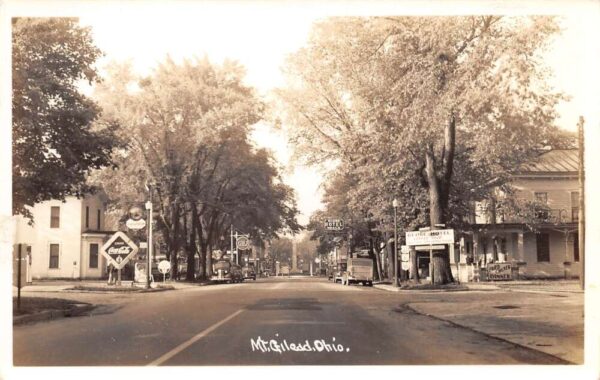 Mt Gilead Ohio Street Scene Coke Sign Real Photo Postcard AA83543