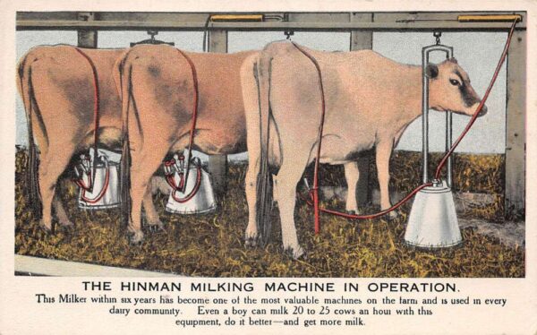 Oneida New York Hinman Milking Machine Dairy Farming Ad Vintage Postcard AA83544