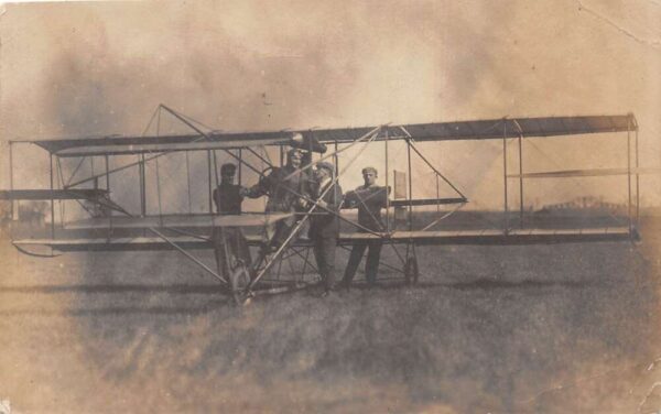 Peddle Powered Airplane Biplane Real Photo Vintage Non PC Back AA83548
