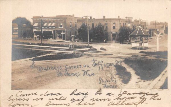 St James Missouri Jefferson Street Business Corner Real Photo Postcard AA83571