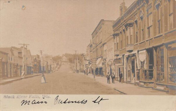 Black River Falls Wisconsin Main Street Real Photo Vintage Postcard AA83576