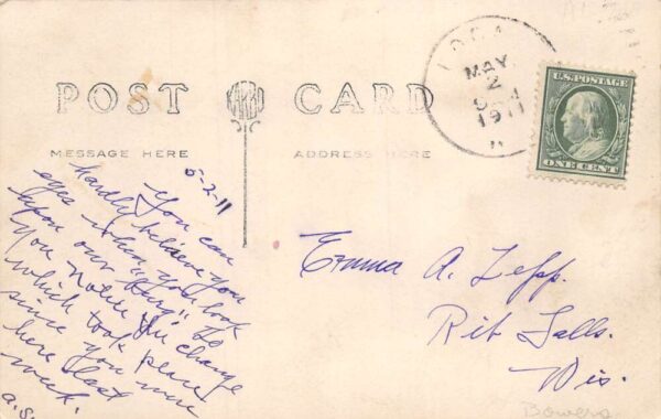 Edgar Wisconsin Main Street and Trolley Real Photo Postcard AA83577 - Image 2