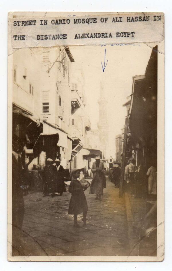 Cairo Egypt Mosque of Ali Hassan Street Scene Alexandria Real Photo PC AA83581