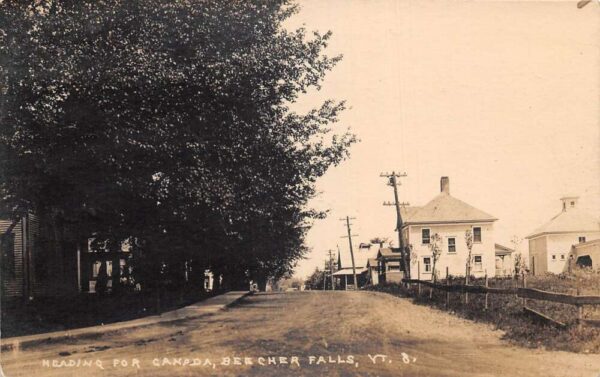 Beecher Falls Vermont Street Scene "Heading for Canada" Real Photo PC AA83603