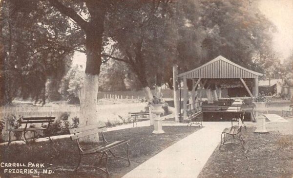 Frederick Maryland Carroll Park, B/W Photo Print Vintage Postcard U18122