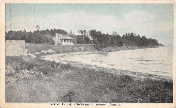 Chebeague Island Maine Artist Point, Sky Tinted, Vintage Postcard U18128