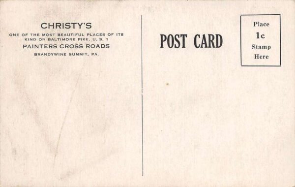 Brandywine Summit Pennsylvania Christy's Restaurant, Vintage Postcard U18138 - Image 2