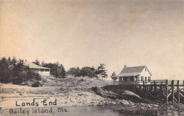 Bailey Island Maine Lands End, B/W Photo Print Vintage Postcard U18148