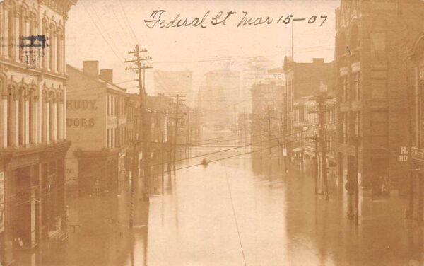 Allegheny Pennsylvania Pittsburg Flood Disaster Federal St Real Photo PC AA83617