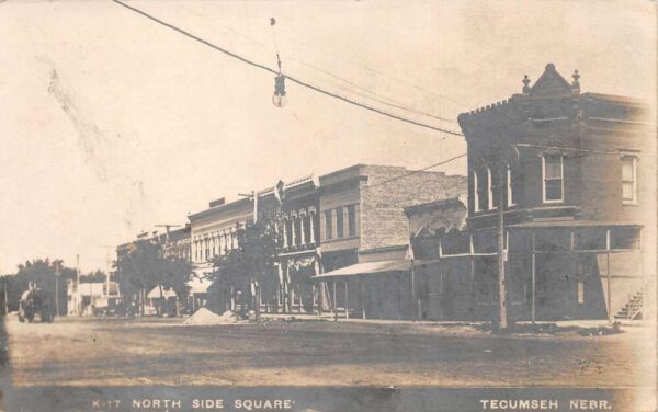 Tecumseh Nebraska North Side Square Street Scene Real Photo Postcard AA83628