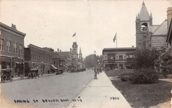 Beaver Dam Wisconsin Spring Street Real Photo Vintage Postcard AA83635