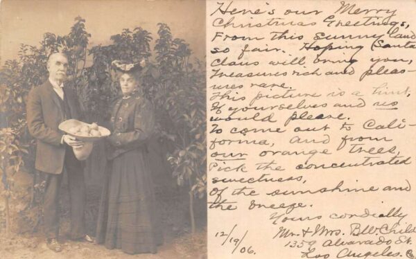 Los Angeles California People with Oranges Real Photo Vintage Postcard AA83644