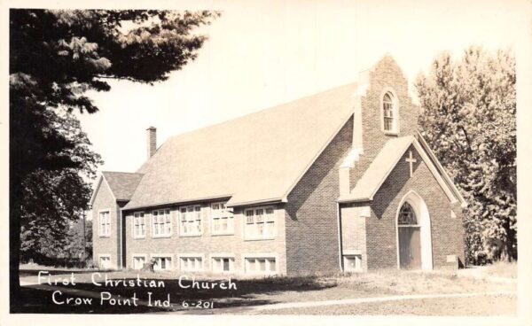 Crow Point Indiana First Christian Church Real Photo Vintage Postcard AA83655