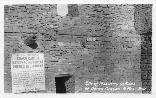 Chaco Canyon New Mexico Type of Masonery in Ruins Real Photo Postcard AA83671