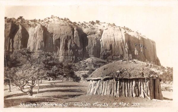 New Mexico Summer Ceremonial Indian Hogan Real Photo Vintage Postcard AA83672