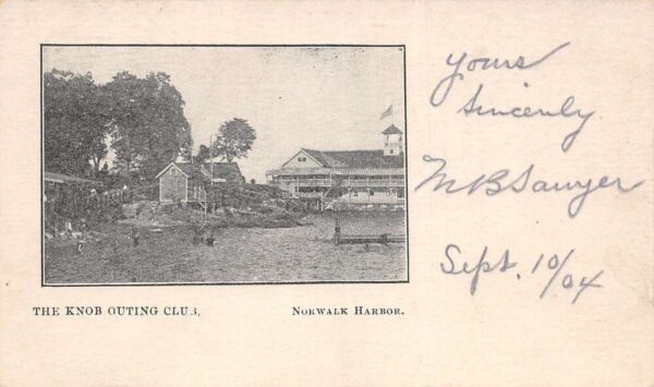 Norwalk Harbor Connecticut The Knob Outing Club Vintage Postcard AA83675