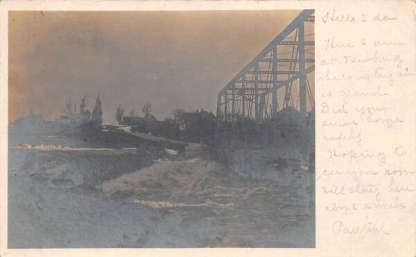 Saukville Wisconsin Bridge and Town Real Photo Vintage Postcard AA83688