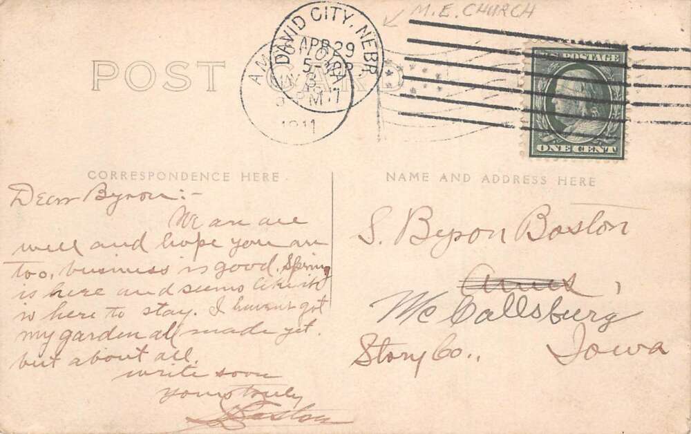 David City Nebraska Methodist Episcopal Church Real Photo Postcard AA83689 - Image 2