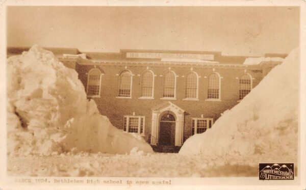 Bethlehem New Hampshire High School Snow Storm Disaster Real Photo PC AA83703