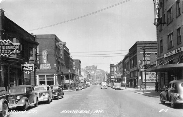 Hannibal Missouri Main Street Coke Sign Real Photo Postcard AA83758