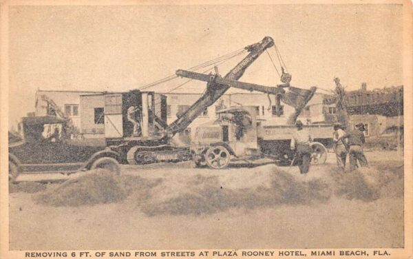 Miami Beach Florida Plaza Rooney Hotel Removing Sand in Streets PC AA83760