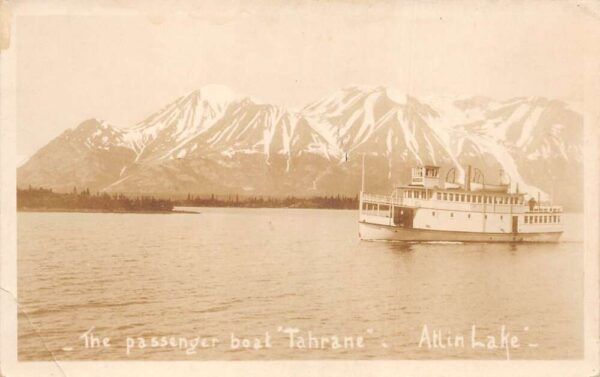 Atlin Lake Canada Tahrane Passenger Boat Scenic View Real Photo Postcard AA83769