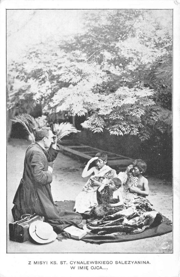 Polish Missionary Teaching Children Sign of the Cross Religious PC AA83796