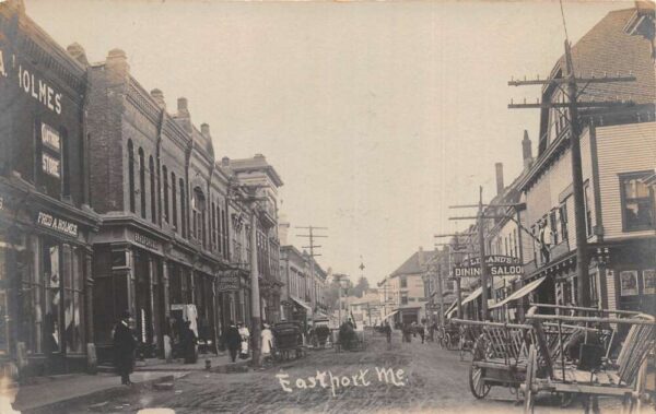 Eastport Maine Business District Street Scene Real Photo Postcard AA84011