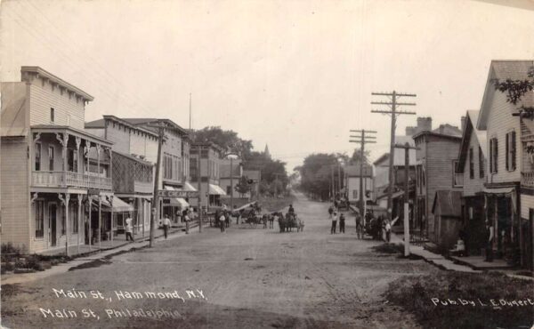 Hammond New York Main Street Business District Real Photo Postcard AA84022