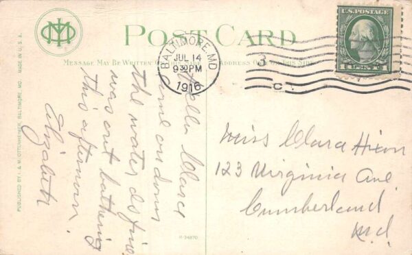 Baltimore Maryland Hebrew Hospital and Asylum Street Scene Postcard AA84036 - Image 2