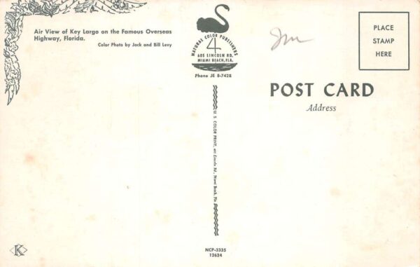 Key Largo Florida Aerial View Overseas Highway Vintage Postcard AA84061 - Image 2