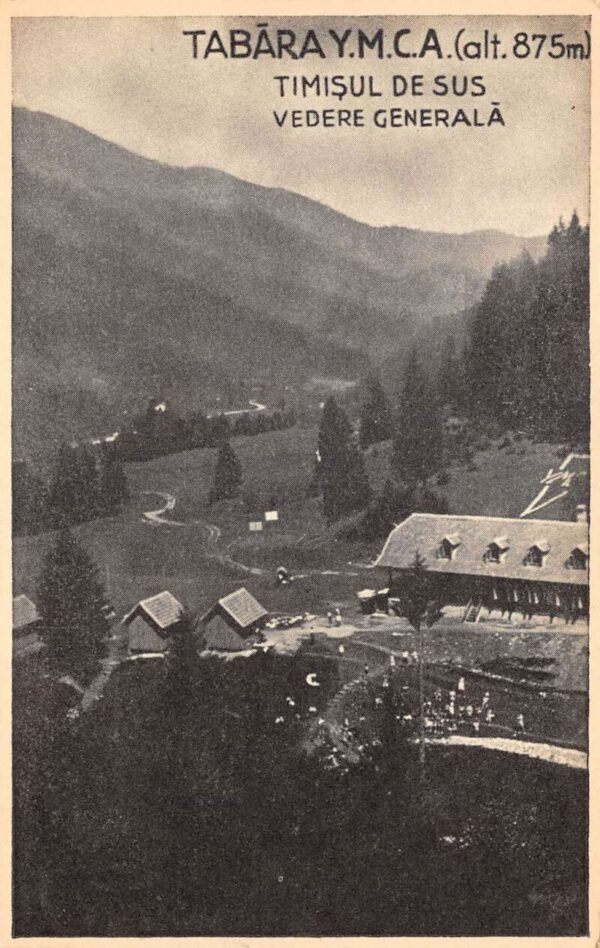 Timisul de Sus Romania Tabara YMCA Birds Eye View Vintage Postcard AA84109