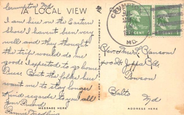 Sudlersville Maryland Scenic View Vintage Postcard AA84110 - Image 2