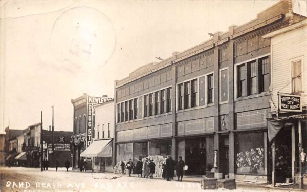 Bad Axe Michigan Sand Beach Avenue Meat Market Butcher Real Photo PC AA84244