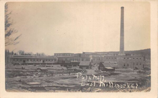 East Millinocket Maine Pulp Mill Real Photo Vintage Postcard AA84251