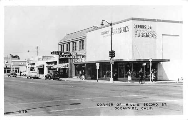 Oceanside California Corner of Hill and Second Street Real Photo PC AA84253