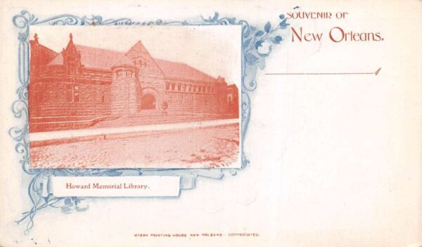 New Orleans Louisiana Howard Memorial Library Private Mail Postcard AA84264