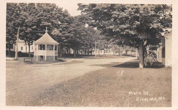 Kingsfield Maine Main Street Gazebo Real Photo Postcard AA84268