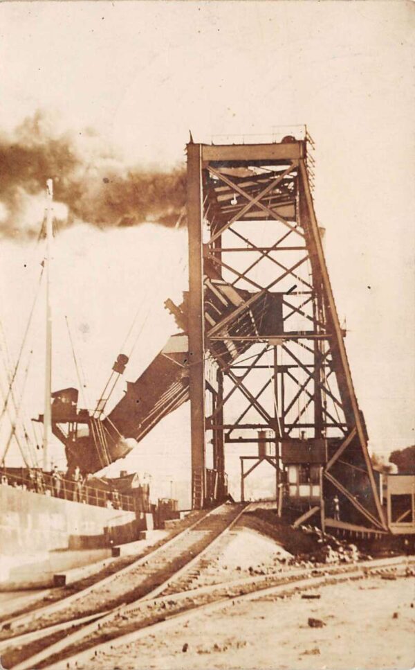 Freight Docks Loading Ship with Coal Real Photo Vintage Postcard AA84292