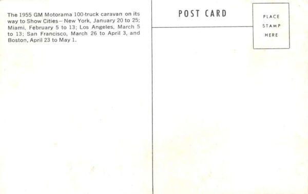 1955 General Motors Motorama 100 Truck Caravan Vintage Postcard AA84308 - Image 2