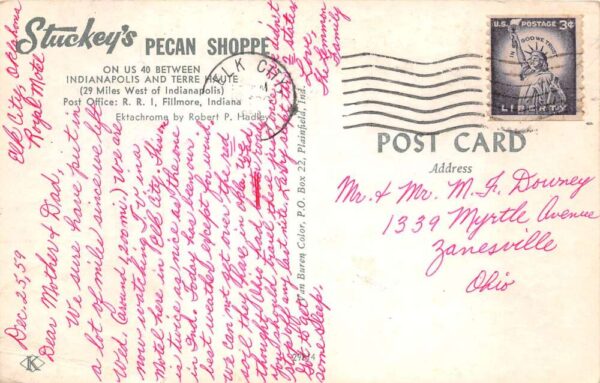 Fillmore Indiana Stuckey's Pecan Shoppe Vintage Postcard AA84330 - Image 2